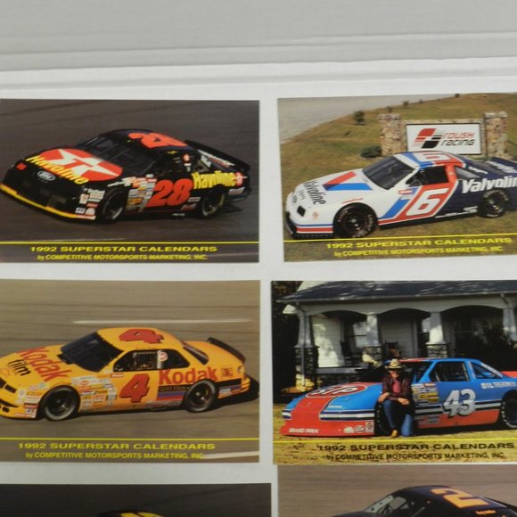 Vintage 1992 "Superstar Calendars" set NASCAR Postcard  Competitive Motorsports - Picture 3 of 4